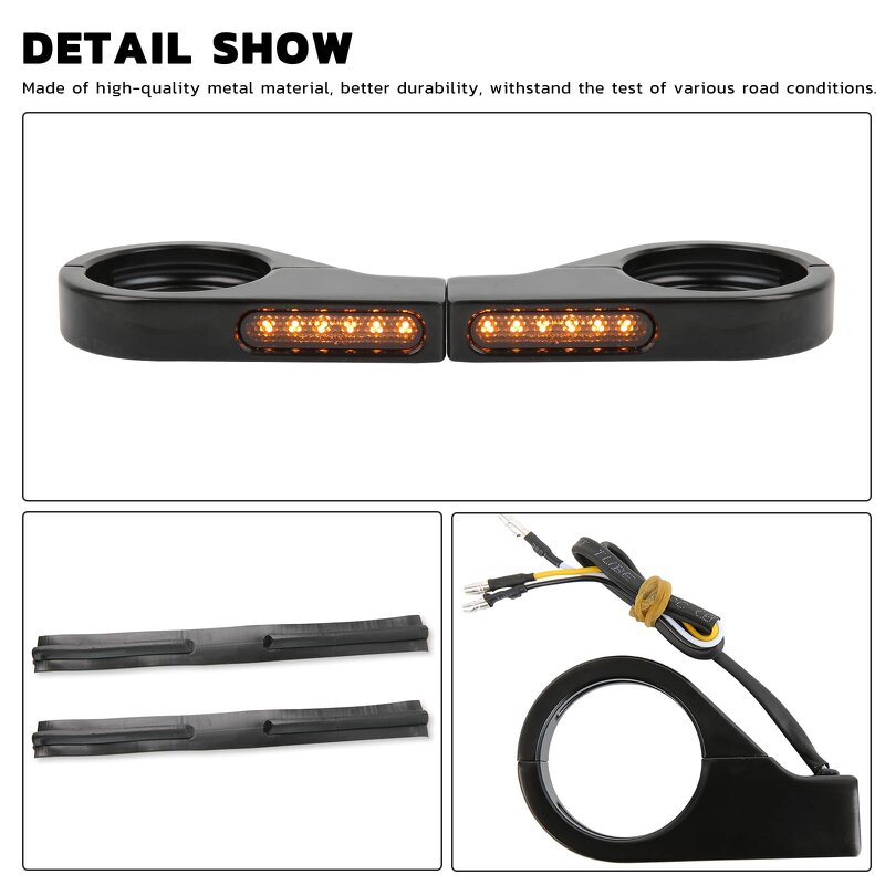 Turn Signal Light Manufacturer - 12V Compatible for Honda Yamaha Harley Cruiser LED 40mm Front Fork Clamp Amber