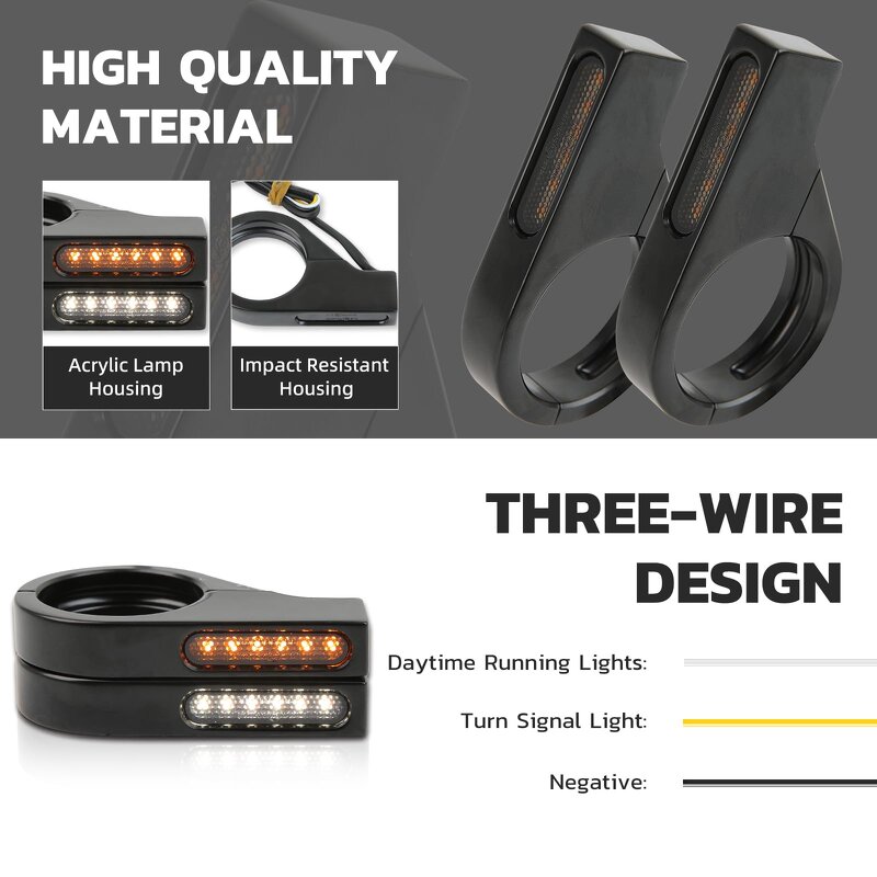 Turn Signal Light Manufacturer - 12V Compatible for Honda Yamaha Harley Cruiser LED 40mm Front Fork Clamp Amber