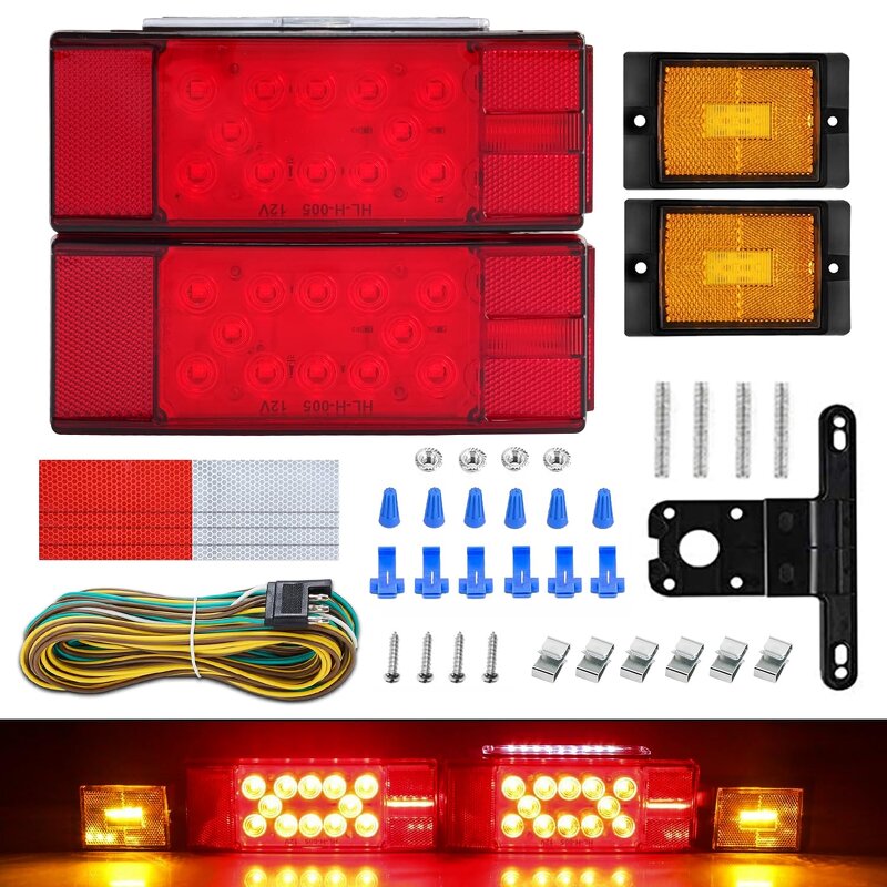 Trailer Light Kit Manufacturer - 12V Submersible Rectangular LED Low Profile Brake Stop Turn Tail for Truck Marine