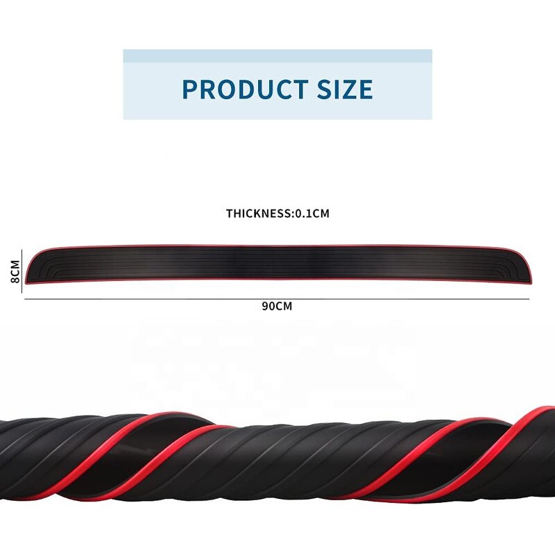 Bumper Protector Manufacturer - 90CM/35.4Inch Guard Rubber Black/Red Universal Scratch Resistant SUV Car Rear