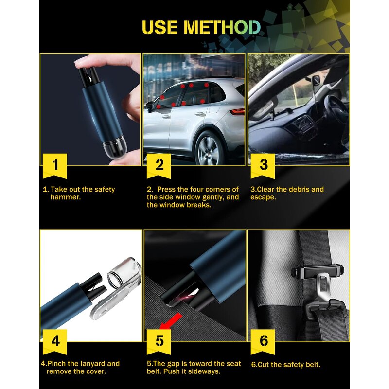 Escape Tool Manufacturer - 2-in-1 Vehicle Emergency Seatbelt Cutter Portable Window Breaker Keychain Safety Hammer