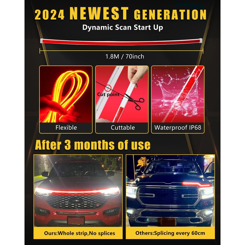 Hood Light Strip Manufacturer - Dynamic Scan Start up Sequential Flowing Turn Signal Flexible DRL