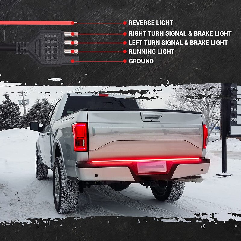 Tailgate Brake Lights Manufacturer - 48-Inch 60-Inch Solid Beam LED Red Bar Flashing Sequential Amber Turn for SUV Pickup
