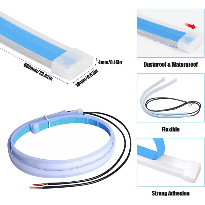 DRL Manufacturer - Flexible LED for Headlight Strip RGB Daytime Running in 30cm 45cm 60cm Lengths