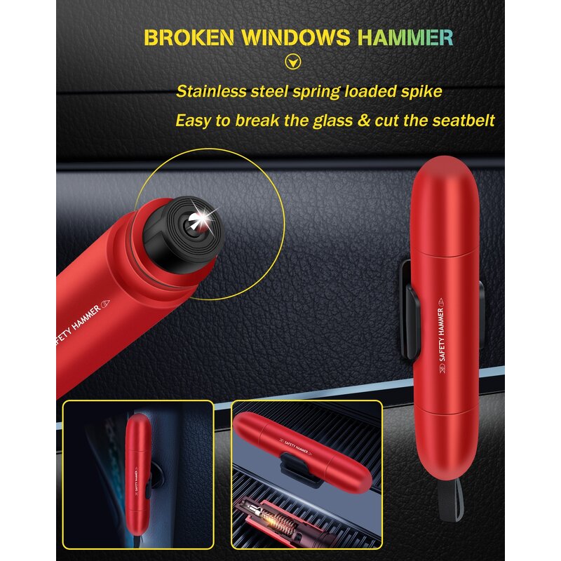 Escape Tools Manufacturer - 3 in 1 Seatbelt Cutter and Window Glass Breaker Tungsten Steel Spike Car Window Smasher