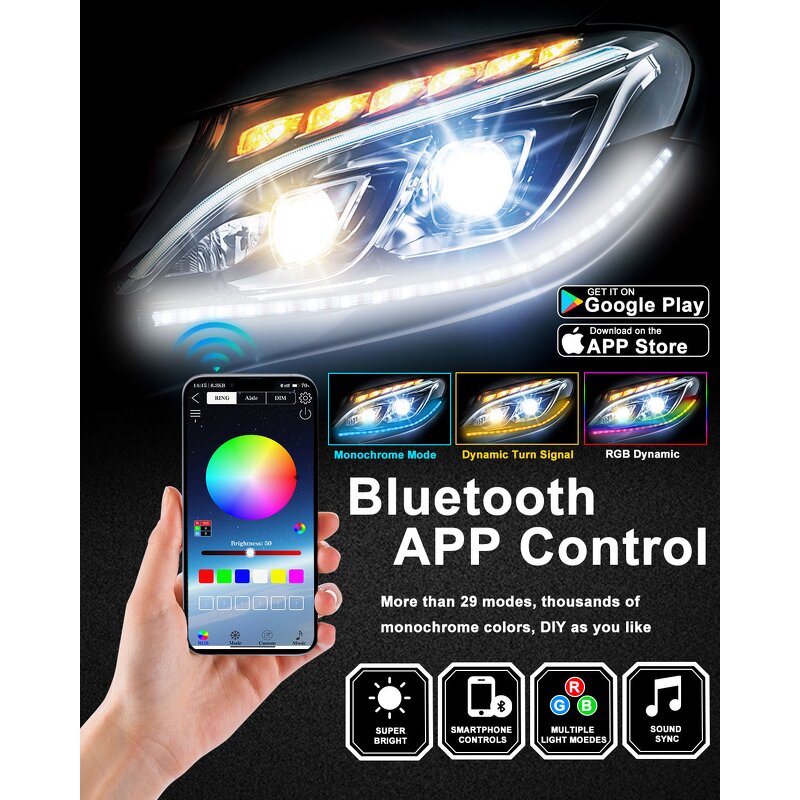 LED Strip Light Manufacturer - 12V APP Control RGB Colourful Switchback Turn Signal Flowing Running Crystal Tear
