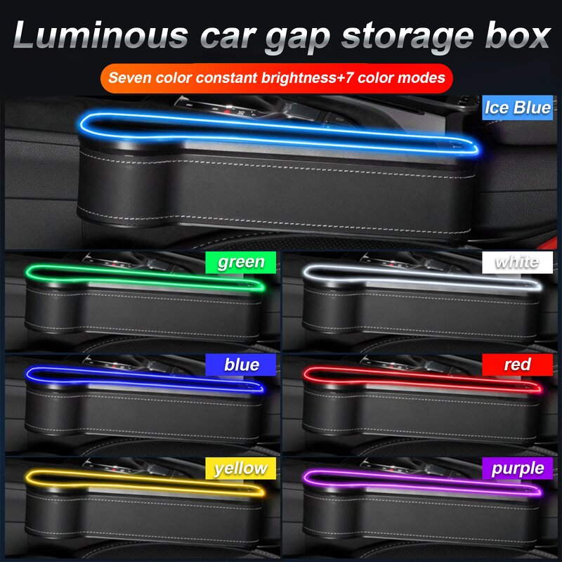 Seat Organizer Manufacturer - Car Seat Crevice Storage Box with Usb Charging Port LED Light Stowing Tidying