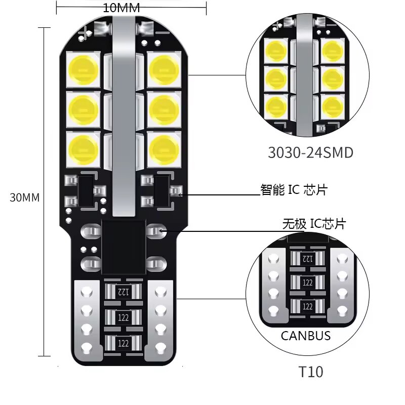 Fog Lamp Manufacturer - New T10 24 SMD 3014 LED Car Styling 194 T10 Canbus Signal Light