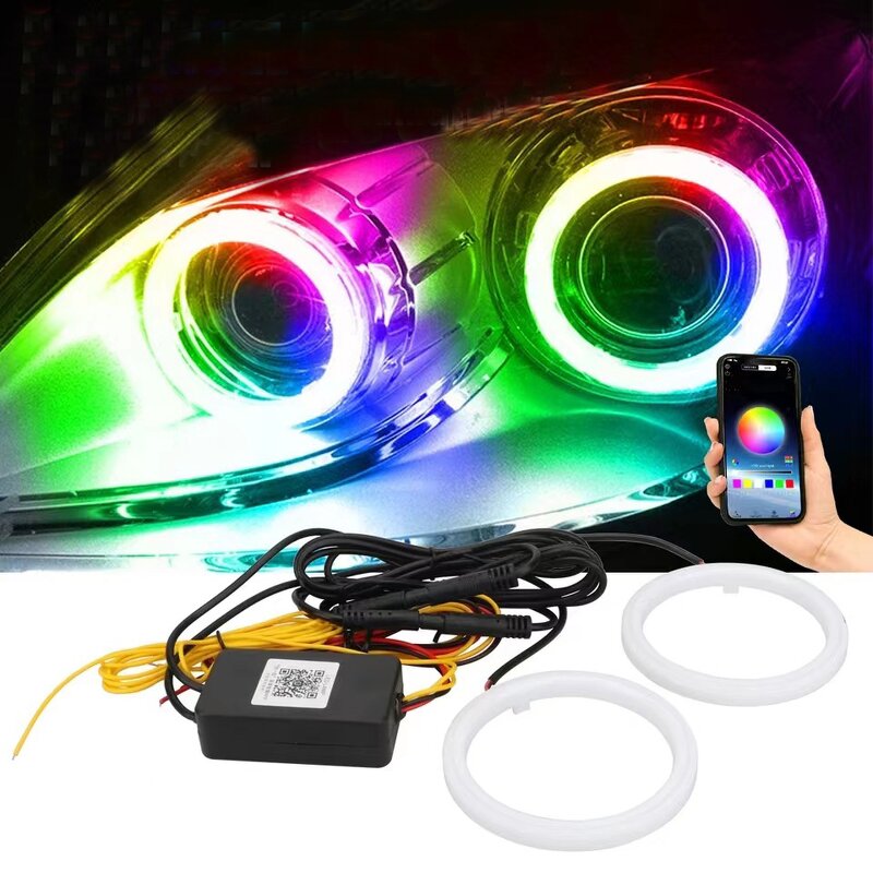 Halo Rings Manufacturer - App-Controlled LED 80mm 60mm 70mm Full Circle RGB Angel Eyes for BMW Cotton