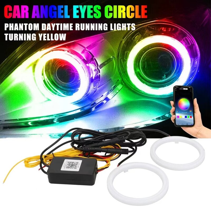 Angel Eye Manufacturer - Halo Ring RGB Mobile Phone App Remote Control 12V COB LED Cotton Daylight Headlight Fog