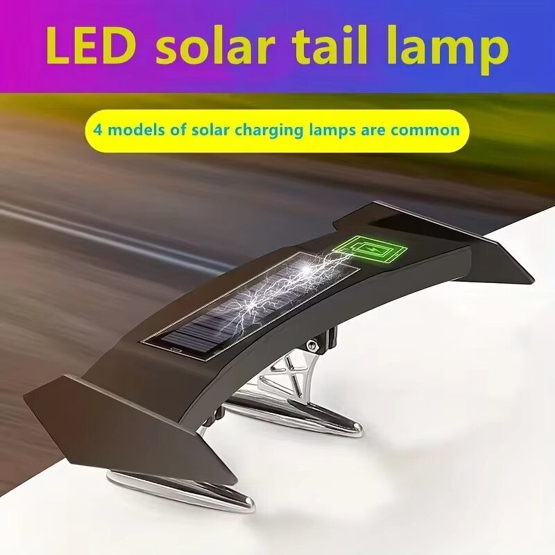 Car Tail Light Manufacturer - Mini Solar Rear Spoiler Universal 12V LED Flashing Warning Waterproof