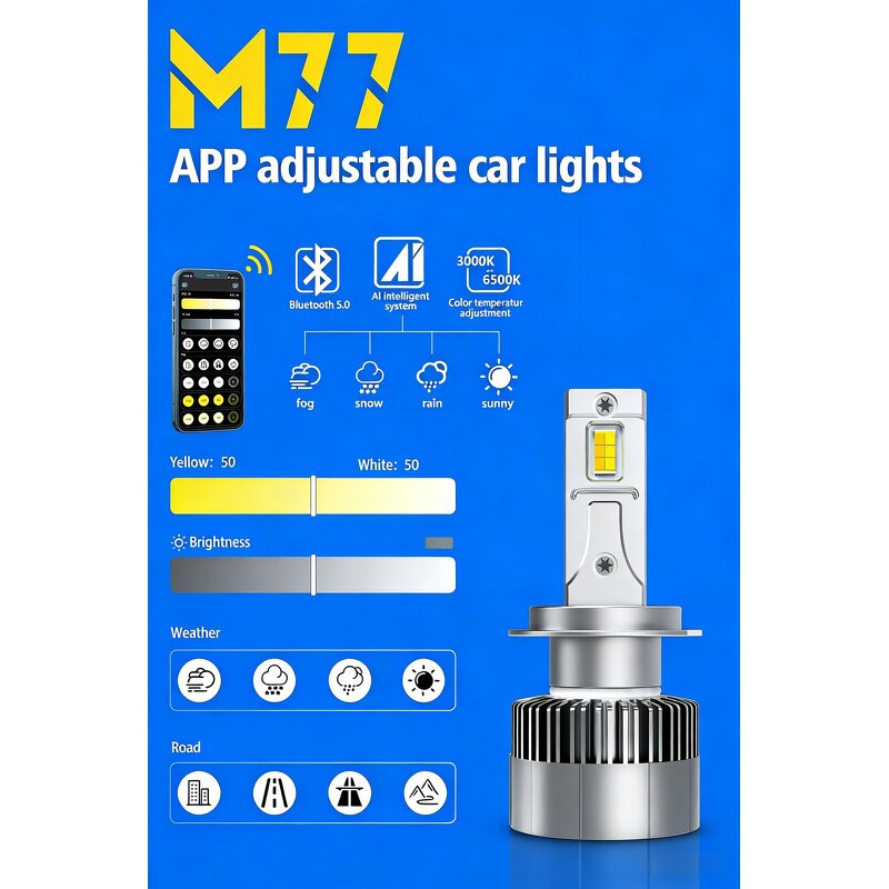 LED Headlight Manufacturer - 300W APP Control Changeable Color H1 H3 H8 H9 H11 9005 9006 H4 H7