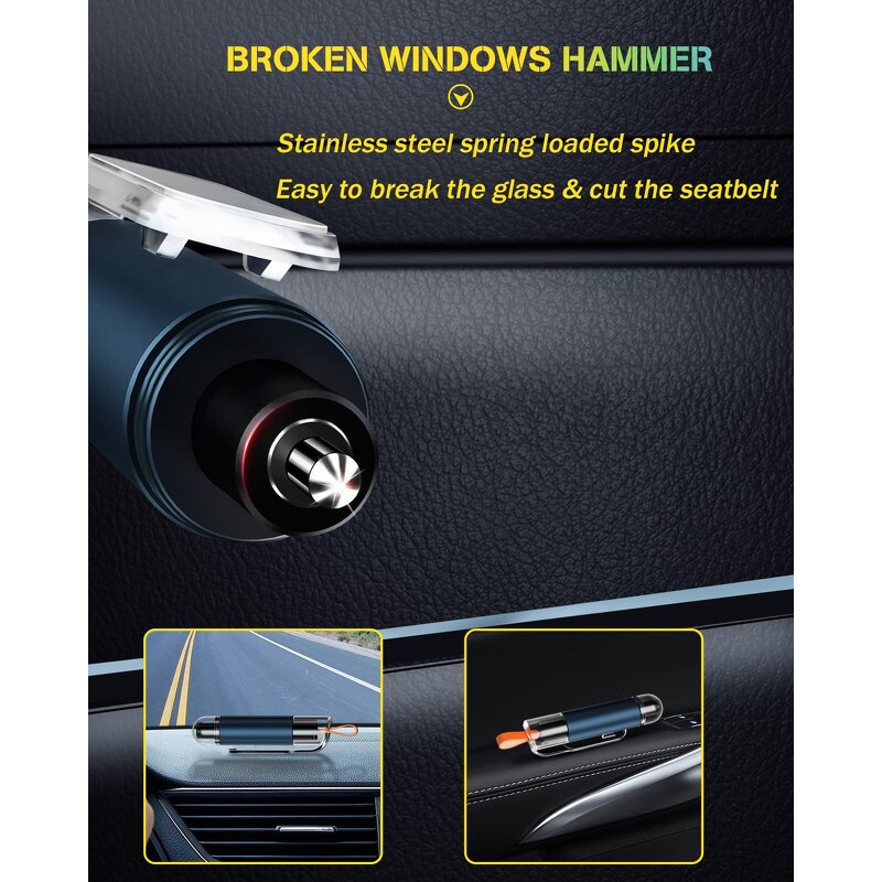 Escape Tool Manufacturer - 2-in-1 Vehicle Emergency Seatbelt Cutter Portable Window Breaker Keychain Safety Hammer