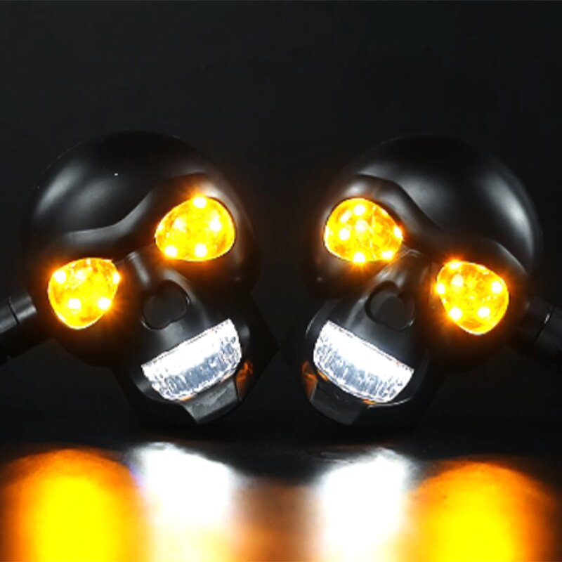 Turn Signal Light Manufacturer - Custom Exterior Mini Lamp Motorcycle Indicator Skull Spotlight LED
