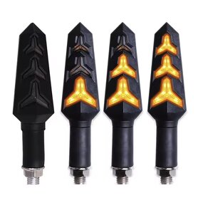 Turn Signal Lamp Manufacturer - YM-EBright EB-flowing Universal 12 LED Motorcycle Flowing Blinkers Dual Color Fishbone