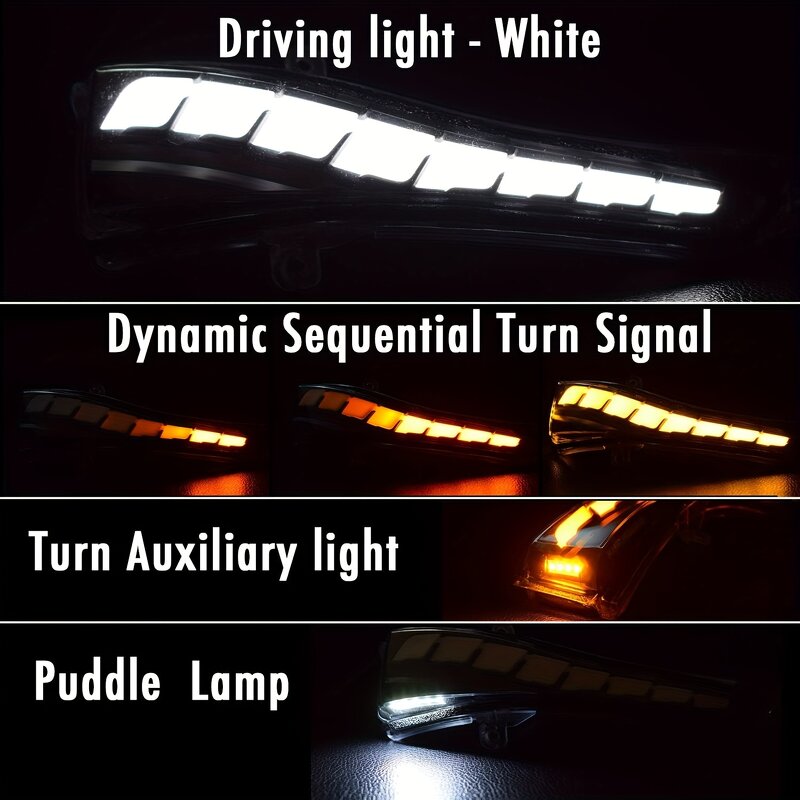 Rearview Mirror Light Manufacturer - LED Dynamic Sequential Turn Signal DRL White Parking Puddle for Infiniti Q50 Q60