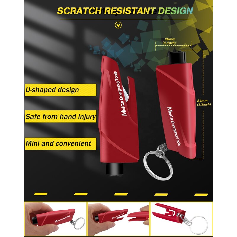 Escape Tool Manufacturer - Emergency Seat Belt Cutter 3 in 1 Window Breaker Glass Breaker Key Chain with Tungsten Steel