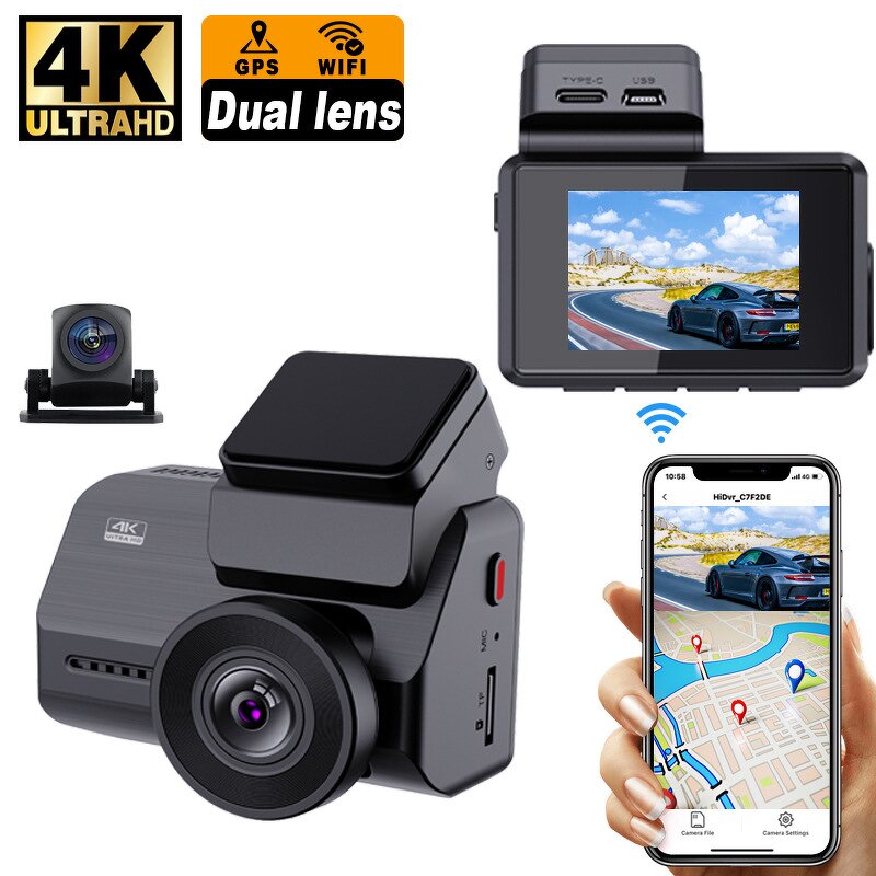 Dash Cam Manufacturer - HD Dual Lens 4K+2K Front and Rear with GPS Wifi 1-Year Warranty