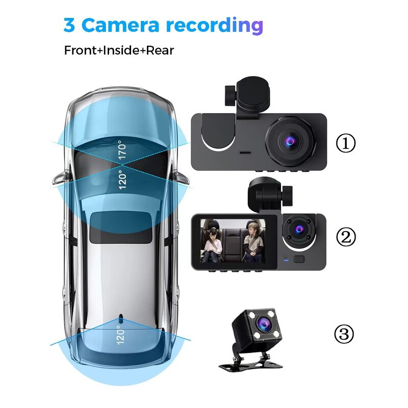 Dash Cam Manufacturer - 3.0 Inch WiFi HD Dual Lens with 110 Degree Wide Angle IPS Screen 1 Year Warranty