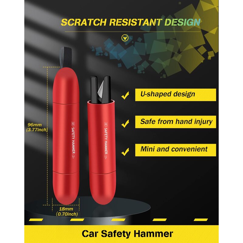 Safety Hammer Manufacturer - Tungsten Steel Auto Emergency Tool 2 in 1 Car with Seat Belt Cut