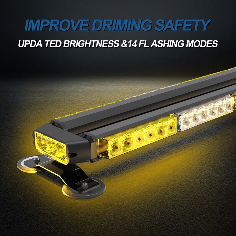 Strobe Light Bar Manufacturer - 32-Inch Double-Sided 360 Coverage Amber/White Rooftop Emergency Warning