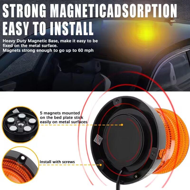 Beacon Light Manufacturer - 12V Automotive LED Strobe Car Roof Emergency Amber Traffic Warning Signal