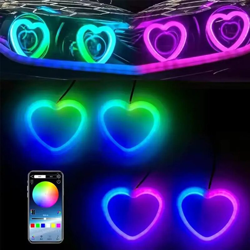 Angel Eyes Manufacturer - 90mm LED Dream Color Chasing Atmosphere Cotton Switchback Heart Halo Rings Interior