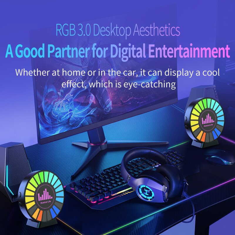 Rhythm Lamp Manufacturer - Car Music RGB LED Strip Sound Control Voice Rhythm 256 Colors Option App Control