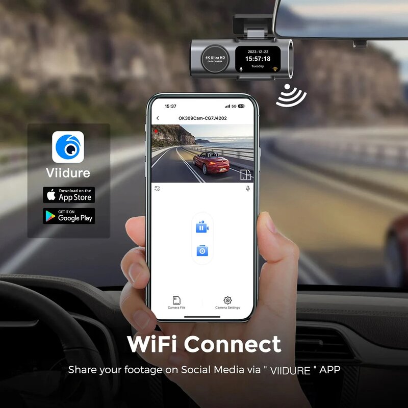 Dash Camera Manufacturer - HD 4K Dual Channel with Night Vision Wifi GPS Front and Back 2 Lens