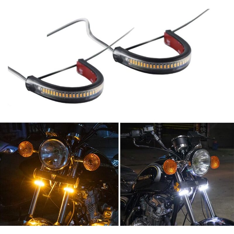 Turn Signals Manufacturer - Universal White & Amber LED for Front & Rear Motorcycle with Red Brake Tail Lights