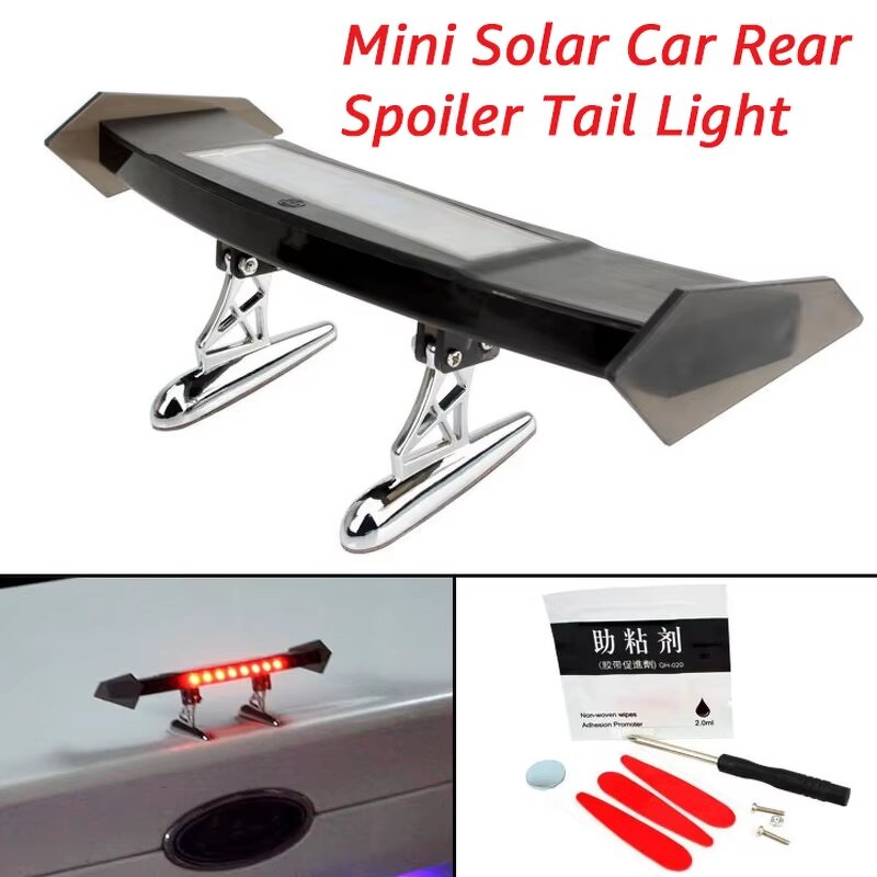 Car Tail Light Manufacturer - Mini Solar Rear Spoiler Universal 12V LED Flashing Warning Waterproof