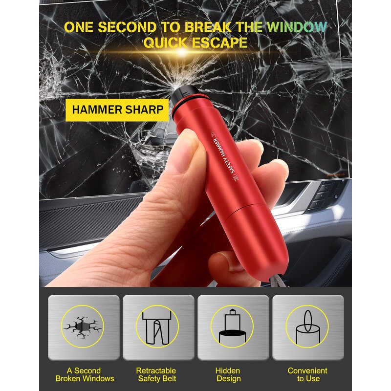 Escape Tools Manufacturer - 3 in 1 Seatbelt Cutter and Window Glass Breaker Tungsten Steel Spike Car Window Smasher