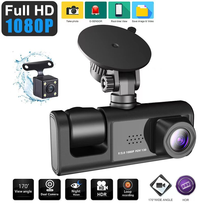 Driving Recorder Manufacturer - 2 Inch 1080P HD 3 Lens with Night Vision Motion Detection G-Sensor Built-In DVR