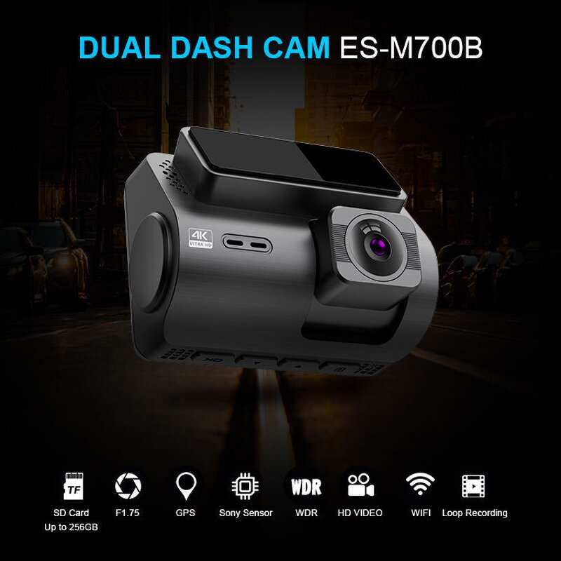 Dash Cam Manufacturer - M700 2 Inch 4K WiFi GPS Dual Lens Front/Rear with Night Vision