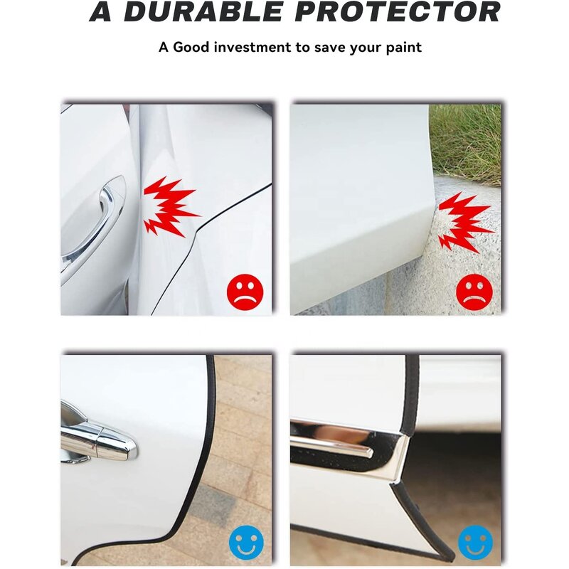 Door Edge Guard Manufacturer - For Most Car Black 16.4Ft(5M) No Glue Rubber U Shape Auto Trim Protector