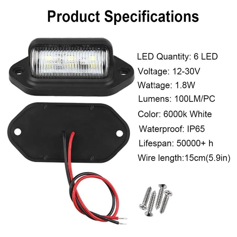 License Plate Light Manufacturer - 24V LED Tail Lamp 12V 6-Smd Side Marker Trailer Lights Waterproof for Truck Suv