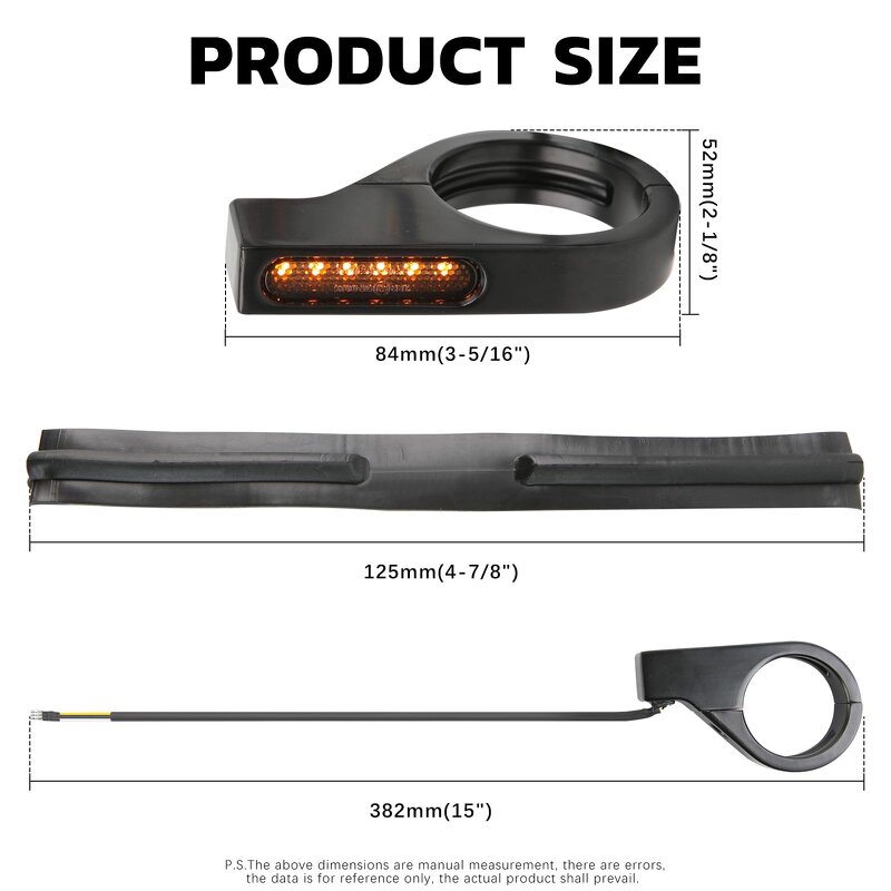 Turn Signal Light Manufacturer - 12V Compatible for Honda Yamaha Harley Cruiser LED 40mm Front Fork Clamp Amber
