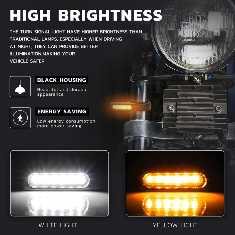 Turn Signal Light Manufacturer - 12V Compatible for Honda Yamaha Harley Cruiser LED 40mm Front Fork Clamp Amber