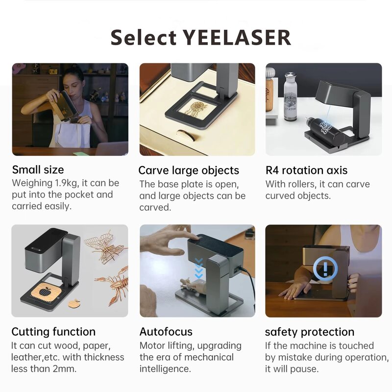 Laser Engraving Machine Manufacturer - Autofocus APP Control Glass Stainless Steel Leaf