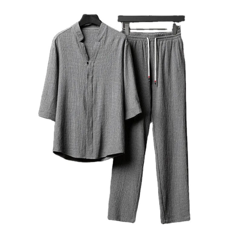 Men's Two Piece Set Manufacturer - Oversized Loose Mid Sleeved Ultrathin Pants Summer