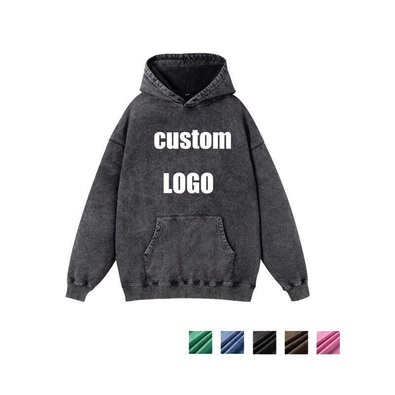 Men's Hoodie Manufacturer - Cotton Heavy Distressed Embroidery Stone Vintage Washed