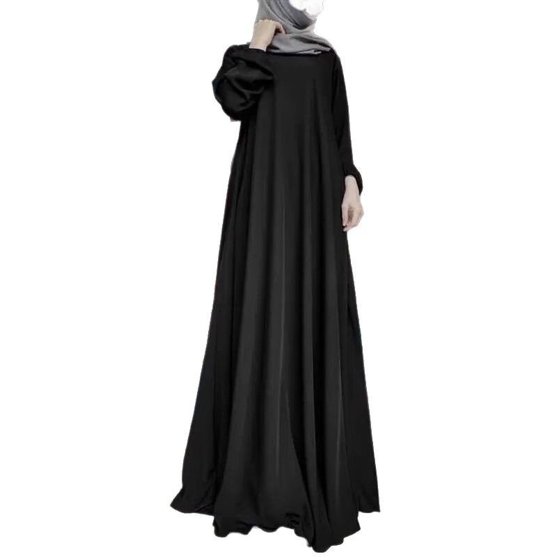 Mullins Satin Robe Manufacturer - Middle East Loose Puff Sleeve Solid Color Dress