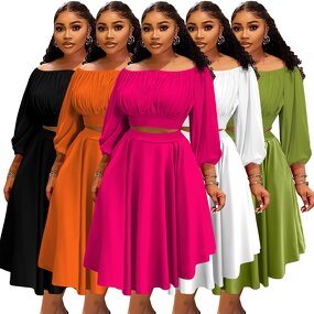 Women's Midi Skirt Set Manufacturer - High Waisted Plus Size Autumn Two Piece Casual