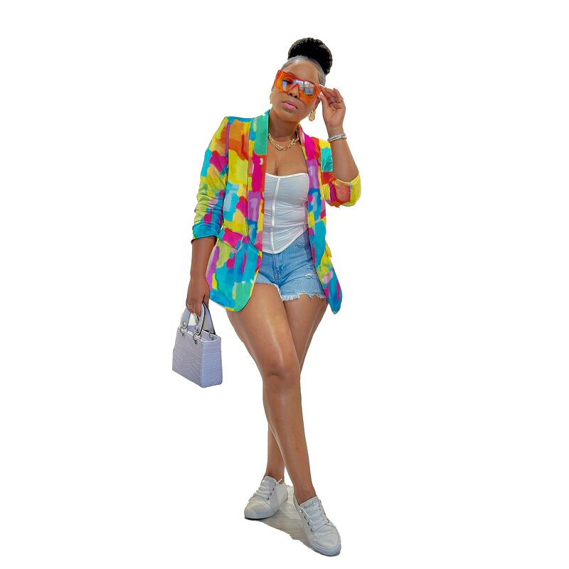 Women's Blazer Manufacturer - Popular Casual Colorful Printed Fashion Suit Jacket Top