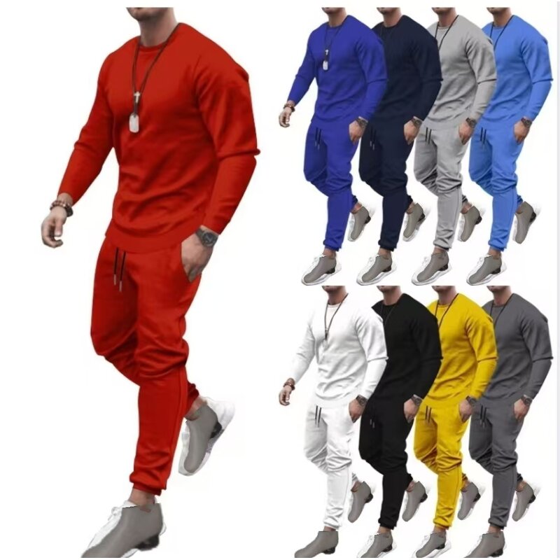 Men's Casual Set Manufacturer - 2023 Europe America Autumn Long Sleeved Loose Round Neck