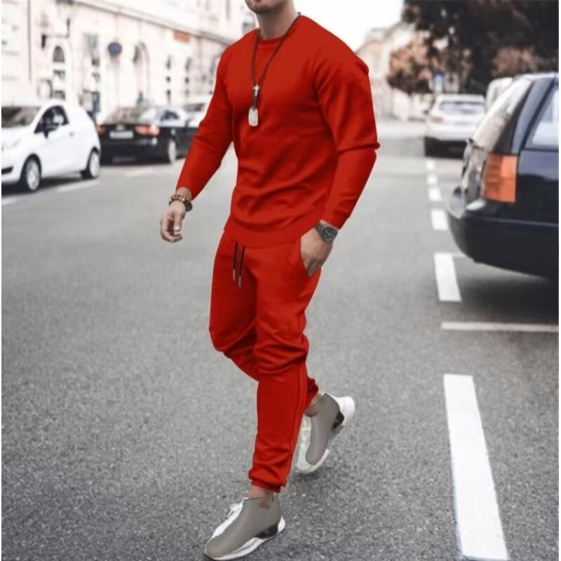 Men's Casual Set Manufacturer - 2023 Europe America Autumn Long Sleeved Loose Round Neck