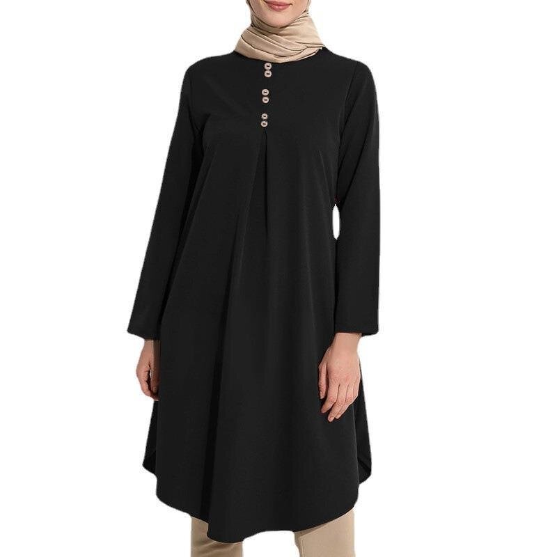 Muslim Blouse Manufacturer - Summer Dovetail Pleated Long Sleeve Islamic Clothing