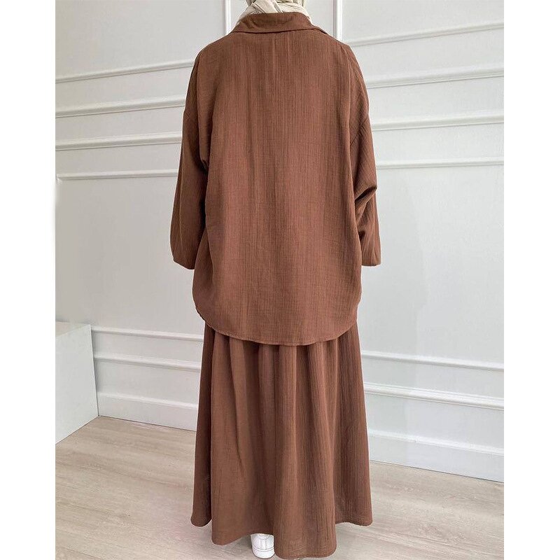 Muslim Skirt Suit Manufacturer - Summer Crumpled Puff Sleeve First-Hand Supply In Stock
