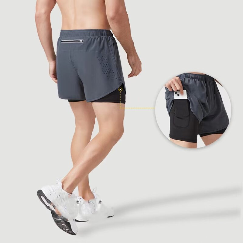 Men's Fitness Shorts Manufacturer - New Style Fast Drying Breathable Double-layer Training