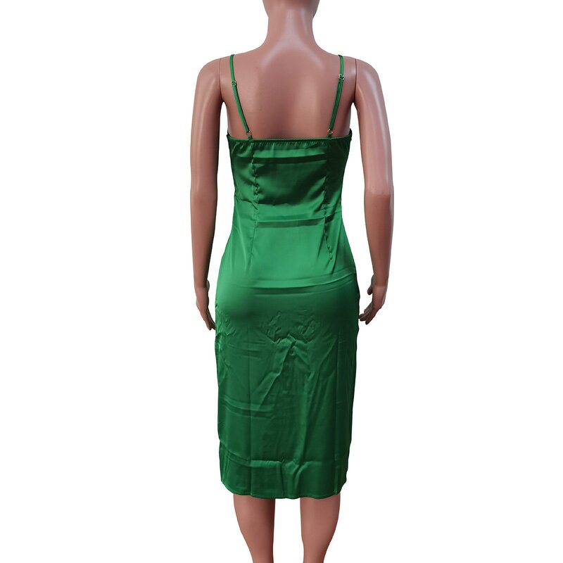 Women's Midi Dress Manufacturer - Backless Sleeveless Sexy Beach Bodycon Strap Slit